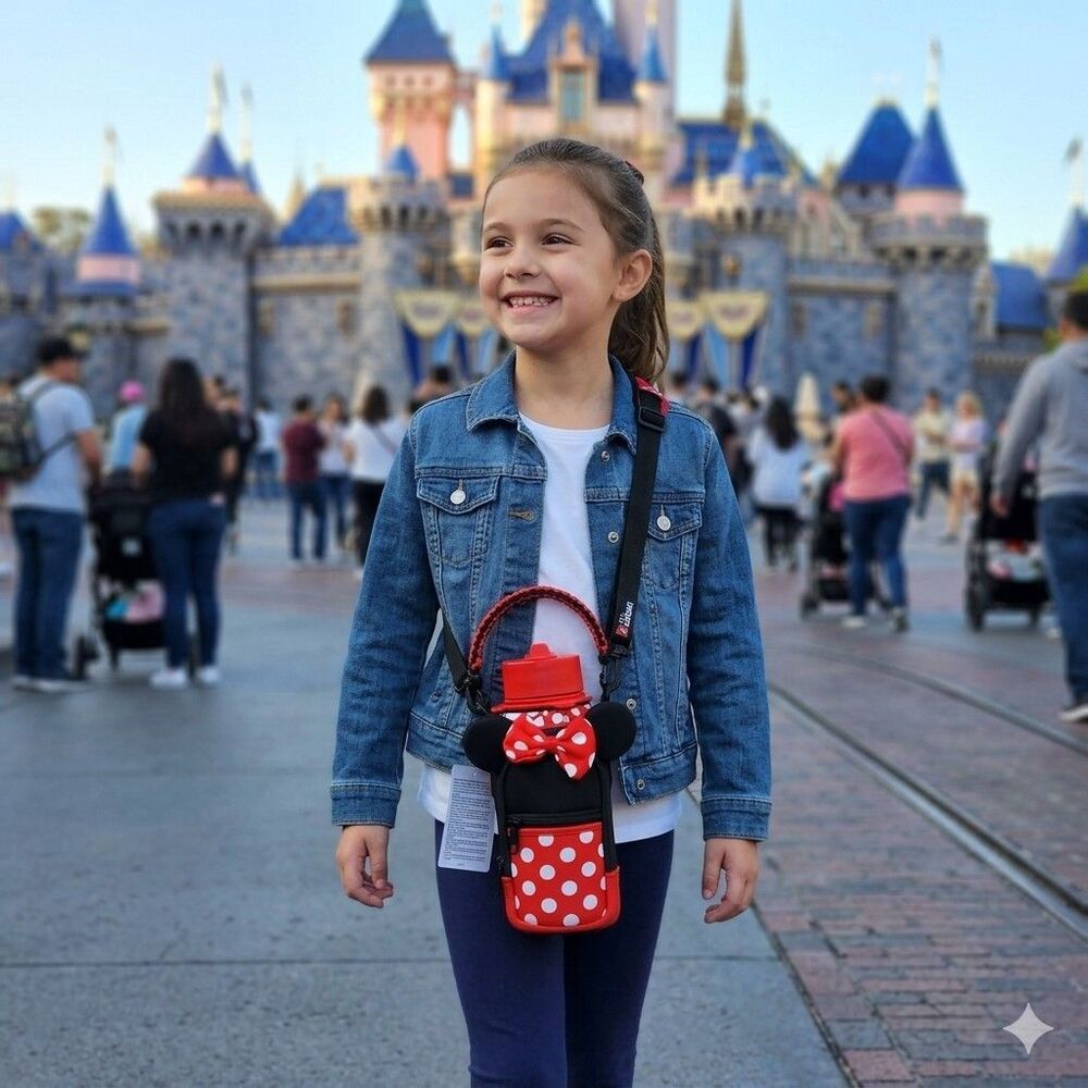Disney Parks Authentic Minnie Mouse Crossbody Water Bottle